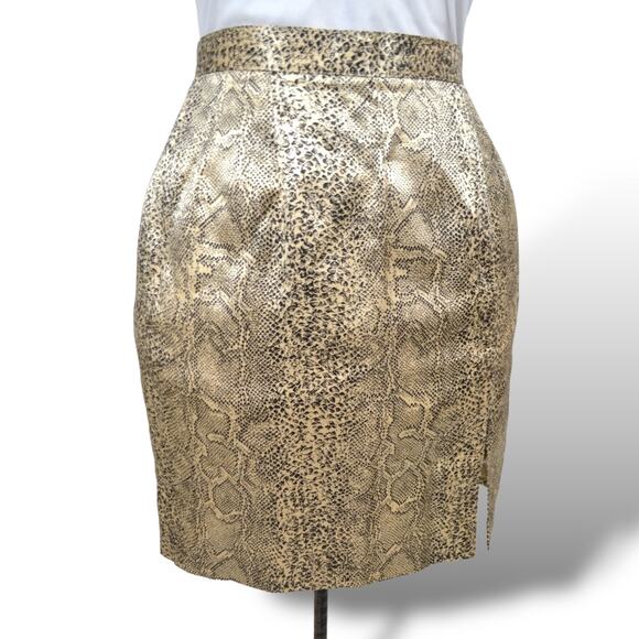 Vintage Rina Rossi Python Snake Print Satin Mini Skirt Size 6 Made in USA Y2K - Picture 4 of 10